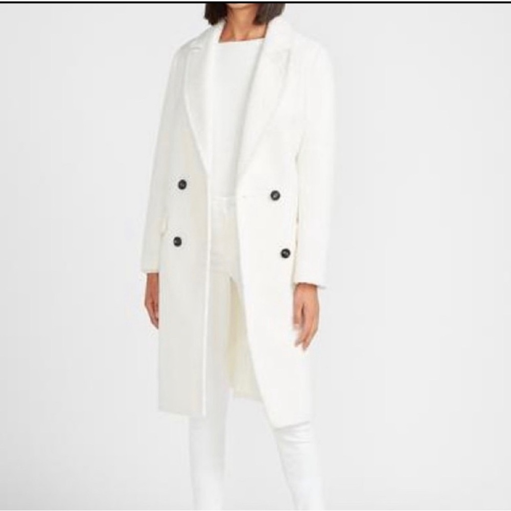 NWT Express Long White Sherpa Style Peacoat